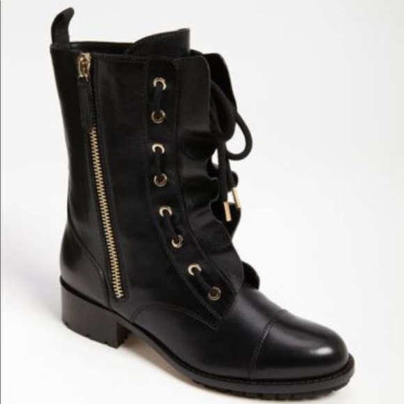 Valentino Garavani Shoes - Valentino Black Ruffle Combat Boots Size 6.5